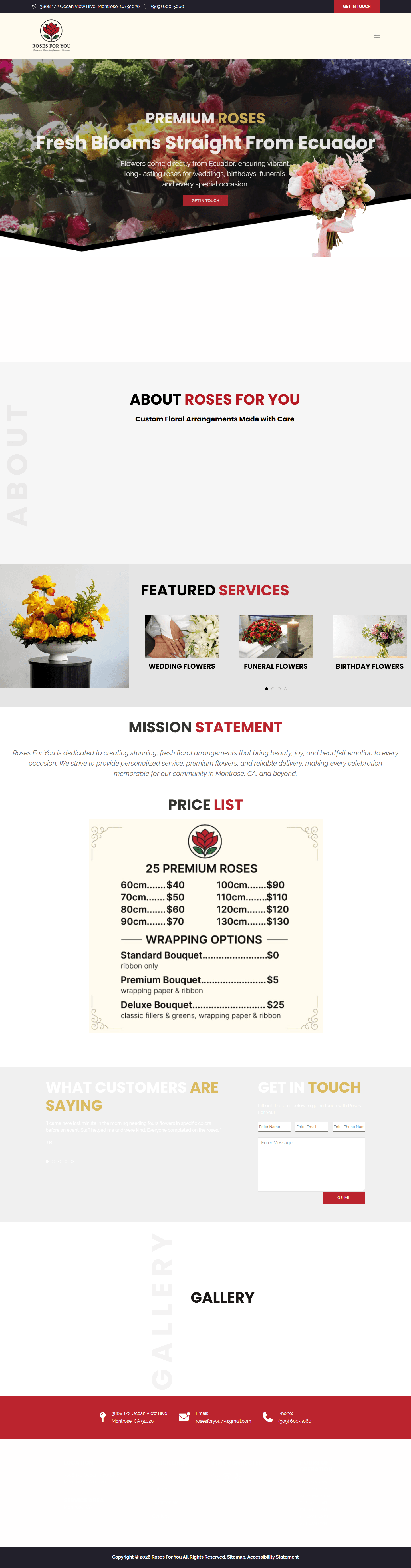 Before, full scroll of rosesforyoumontrose.com