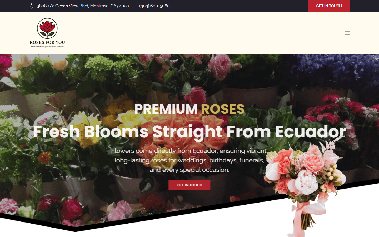 Before , previous Roses for You marketing site