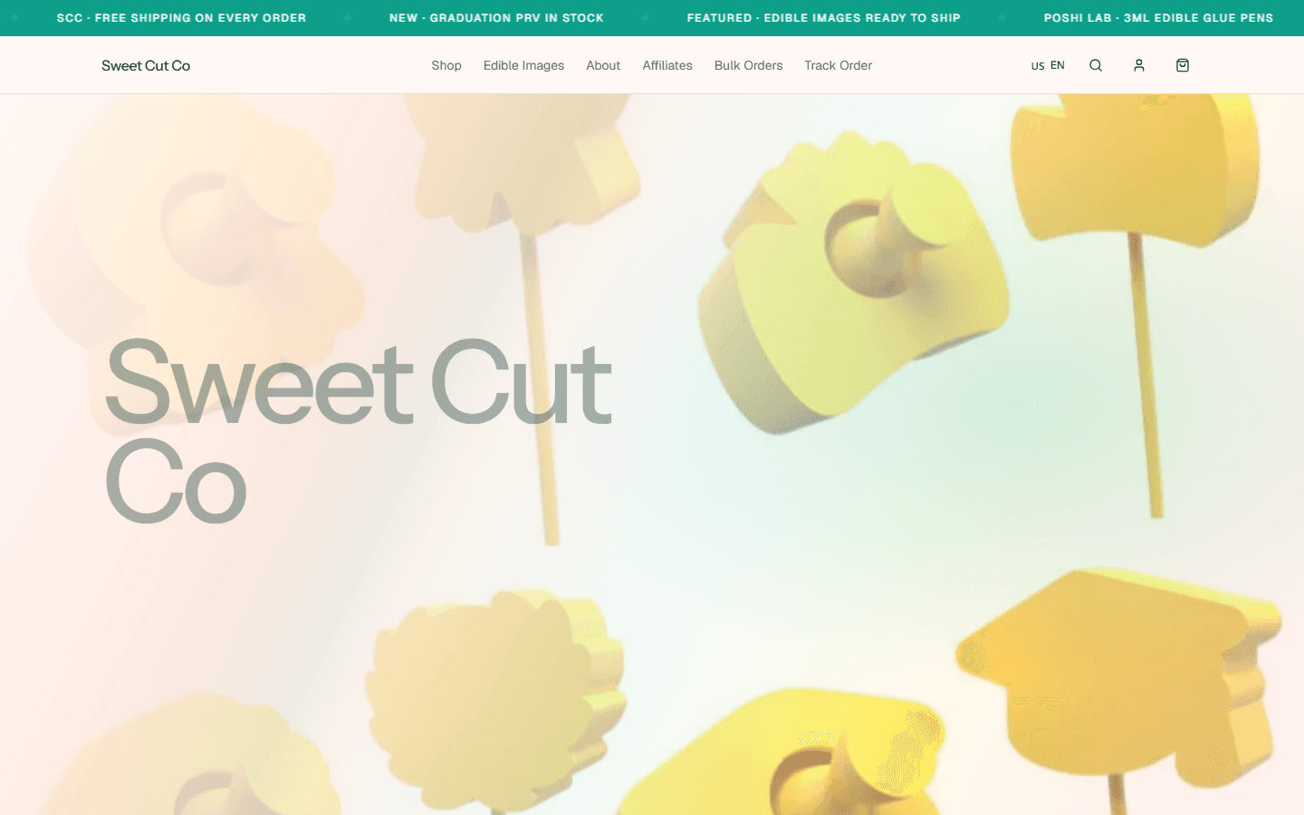 Sweet Cut Co. live shop homepage first fold at sweetcutco.com